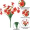 Artificial Flowers for Outdoors Fake Spring Flowers UV Resistant No Fade Faux Plastic Flowers for Hanging Planters Window Patio Porch Yard Garden Home Indoor Outside Summer Decorations(Red)